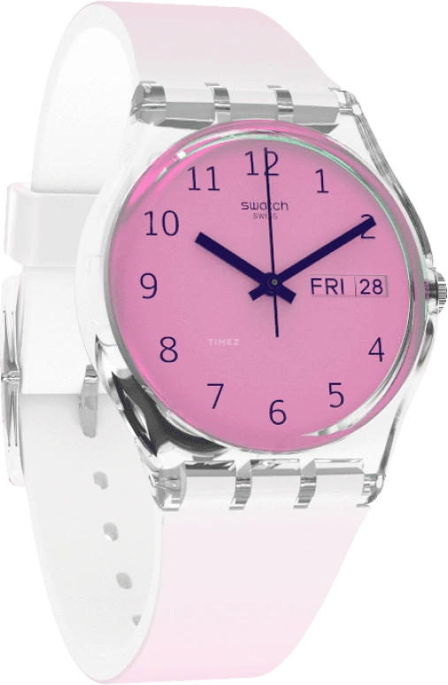 Swatch,Originals 34mm,34mm,Plastic,Pink,Sapphire,Crystal Glass,GE719