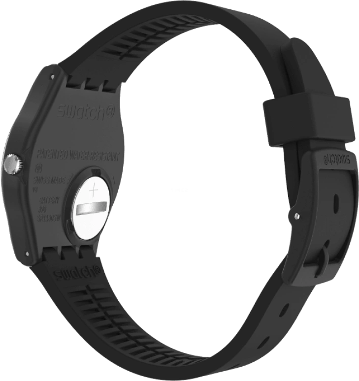 Swatch,Originals 39.20mm,39.20mm,Plastic,Black,Sapphire,Crystal Glass,Closed,GB757