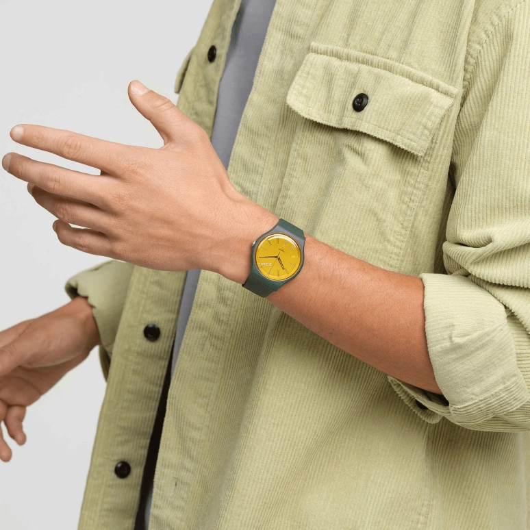 Swatch,Originals 41mm,41mm,Bio-sourced,Yellow,Quartz,Tonneau,Green,SO29G103