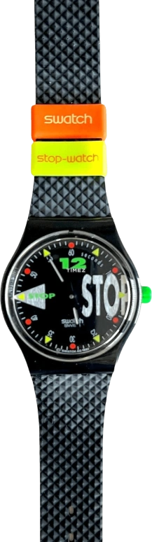 Swatch,Other 34mm,34mm,Plastic,Black,Quartz,Sapphire,Crystal Glass,Tonneau,SSB101