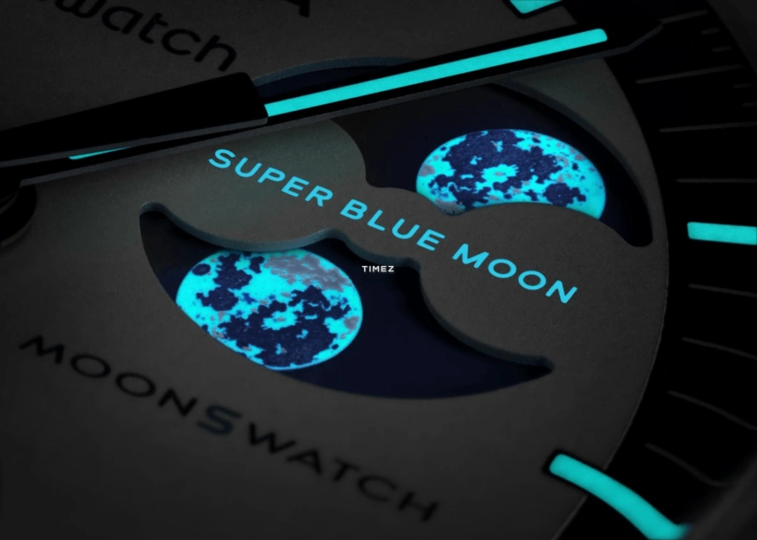 Swatch,BIOCERAMIC 42mm,42mm,Bioceramic,White,Blue,Quartz,Chronograph,Moonphase,SO33N700