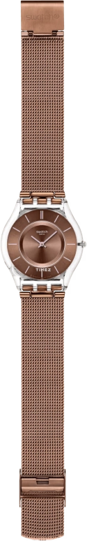 Swatch,SKIN 34mm,34mm,Bio-sourced,Coffee,Quartz,Sapphire,Tonneau,SS08K121M