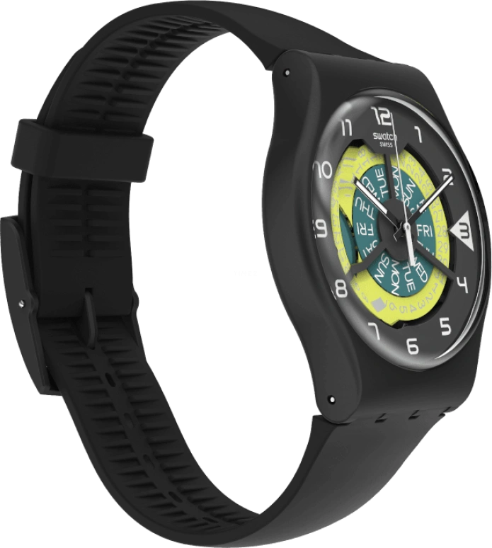 Swatch,Originals 41mm,41mm,Plastic,Black,Sapphire,Crystal Glass,Closed,SUOB732