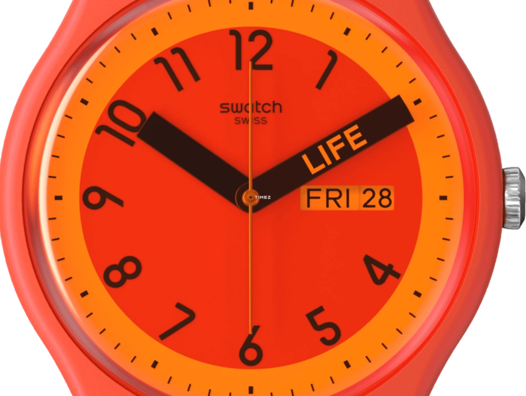 Swatch,Originals 41mm,41mm,Bio-sourced,Red,Quartz,Date,Day,SO29R705