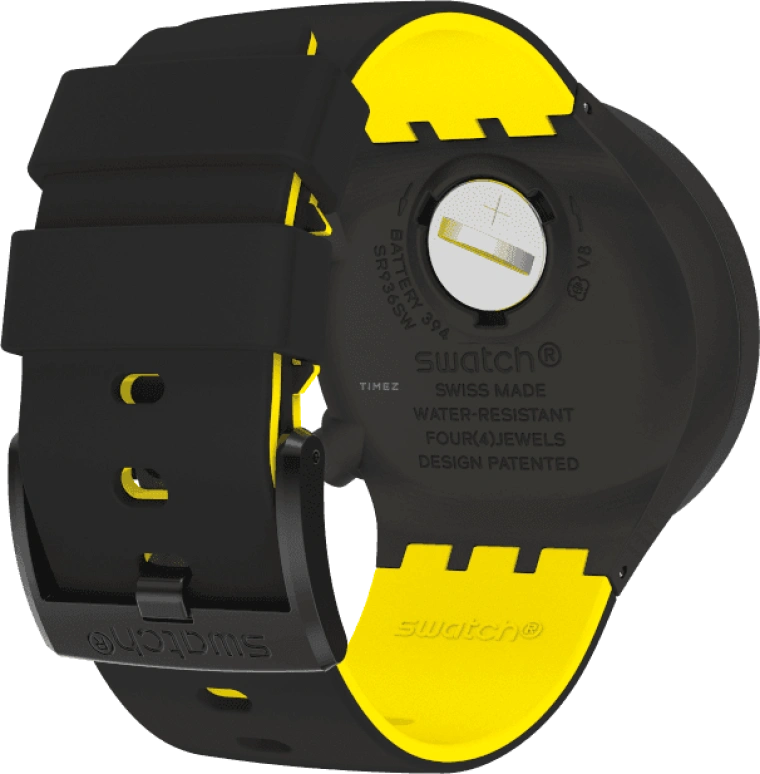 Swatch,THE BOLD 47mm,47mm,Plastic,Black,Sapphire,Crystal Glass,Closed,SB02B403
