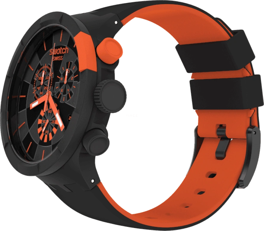 Swatch,THE BOLD 47mm,47mm,Plastic,Black,Sapphire,Crystal Glass,SB02B402