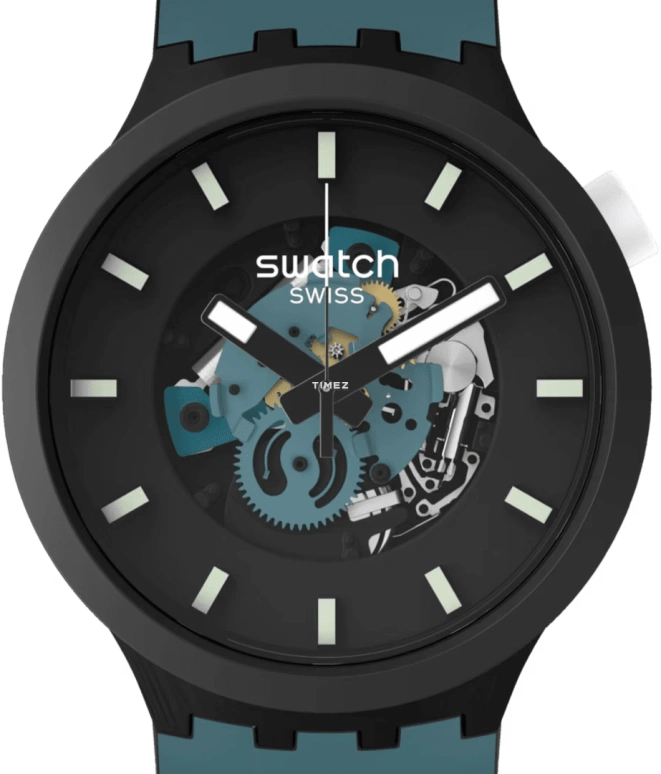 Swatch,THE BOLD 47mm,47mm,Bioceramic,Black,Quartz,Bio-sourced,Glass,Round,SB03B111,SB03B111-6000