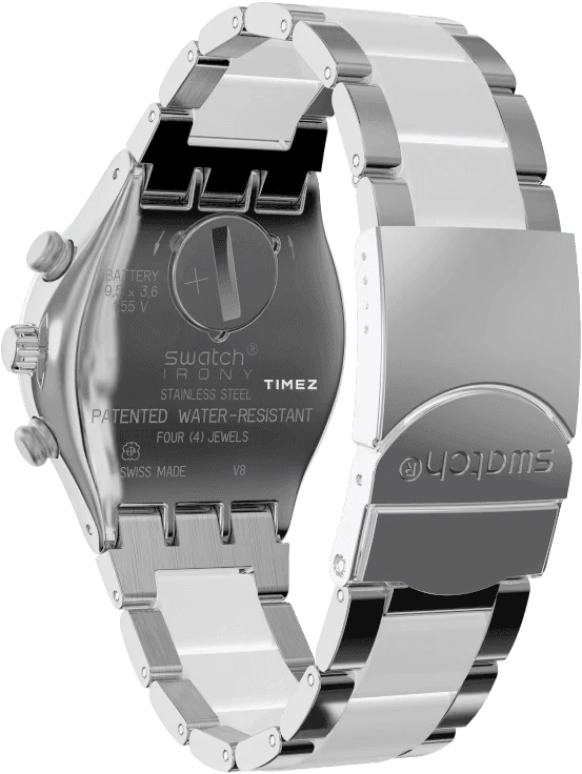 Swatch,IRONY 40mm,40mm,Stainless Steel,White,Quartz,Chronograph,Tonneau,YCS119G