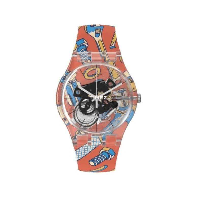 Swatch,Other 41mm,41mm,Plastic,Transparent,Quartz,Sapphire,Crystal Glass,Round,SUOK144,SUOK144-015