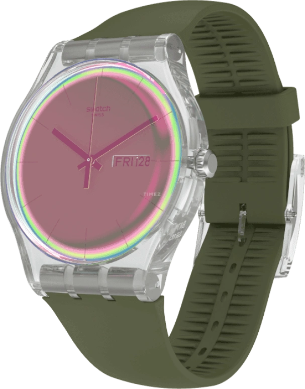 Swatch,Originals 41mm,41mm,Plastic,Pink,Quartz,Sapphire,Crystal Glass,Round,SUOK714