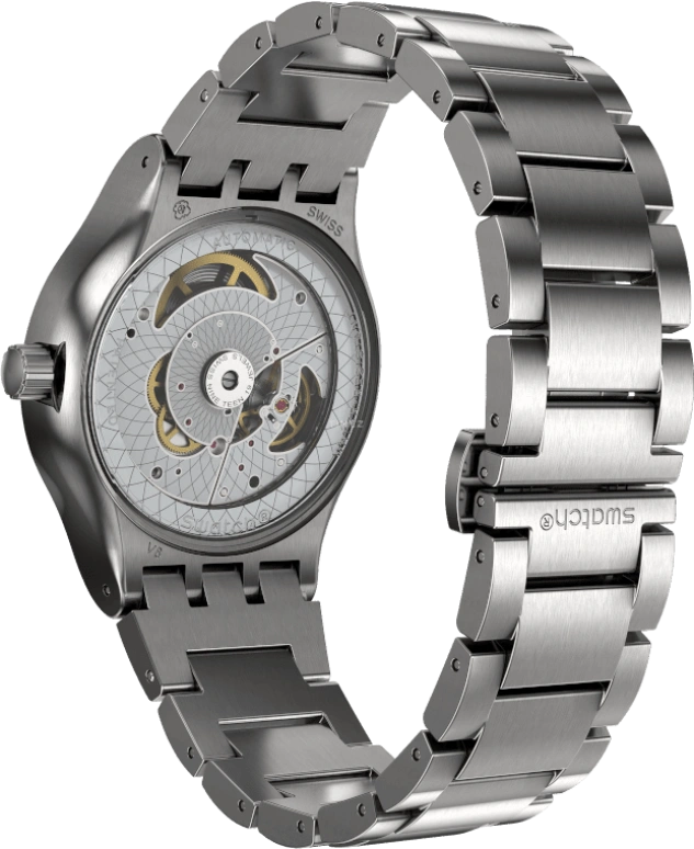 Swatch,IRONY 42mm,42mm,Stainless Steel,Black,Sapphire,Crystal Glass,Open,SY23S406G