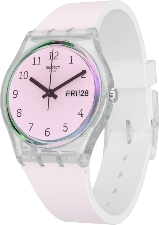 Swatch,Originals 34mm,34mm,Plastic,Pink,Green,Sapphire,Crystal Glass,GE714