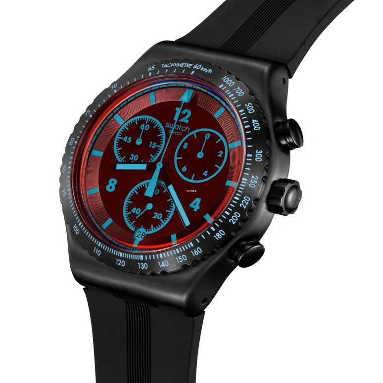 Swatch,Swatch Essentials 43mm,43mm,Stainless Steel,Red,Quartz,Chronograph,Day,YVB417