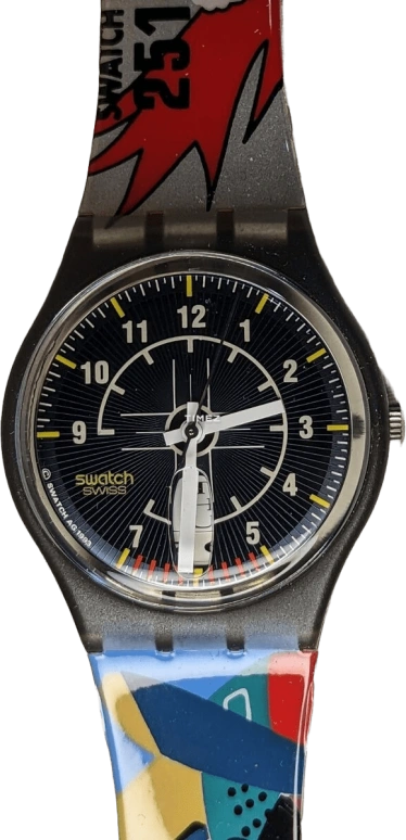 Swatch,Other 34mm,34mm,Plastic,Black,Quartz,Sapphire,Tonneau,GM704