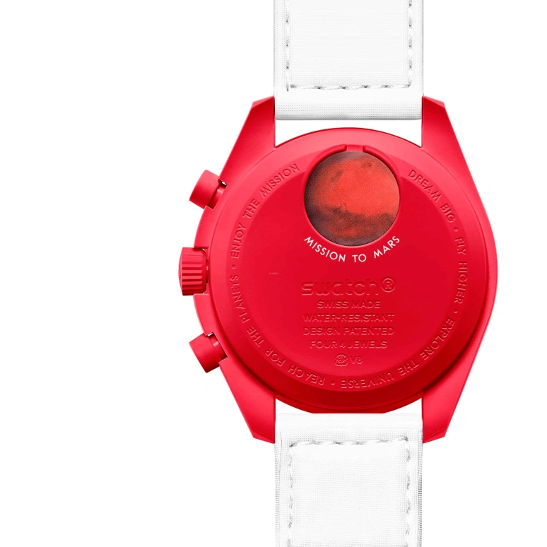 Swatch,MoonSwatch 42mm,42mm,Bioceramic,White,Quartz,Chronograph,Rattrapante,SO33R100
