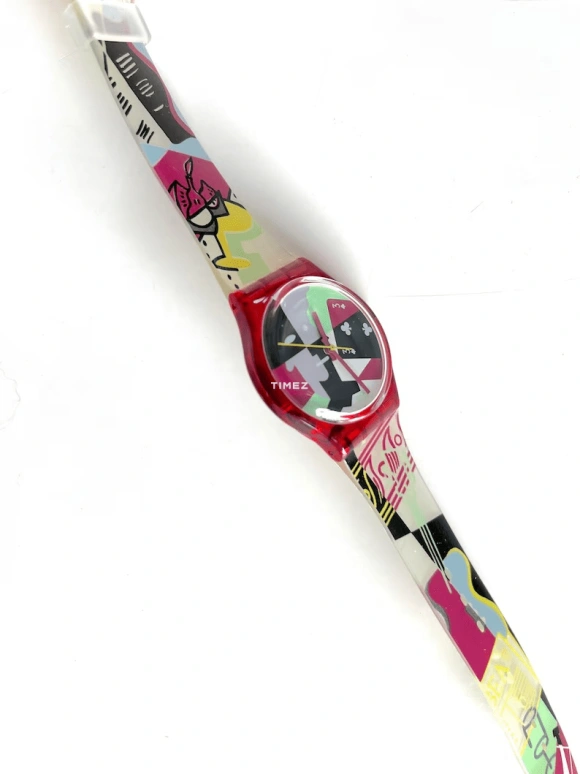 Swatch,Other 34mm,34mm,Plastic,Multi-Color,Quartz,Sapphire,Crystal Glass,Tonneau,GR110