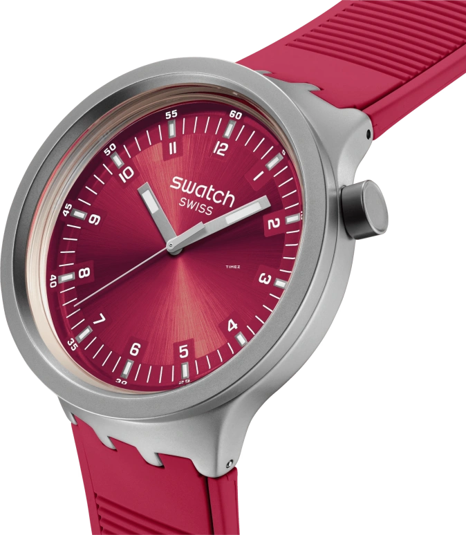 Swatch,THE BOLD 47mm,47mm,Stainless Steel,Red,Quartz,Sapphire,Crystal Glass,Round,SB07S104