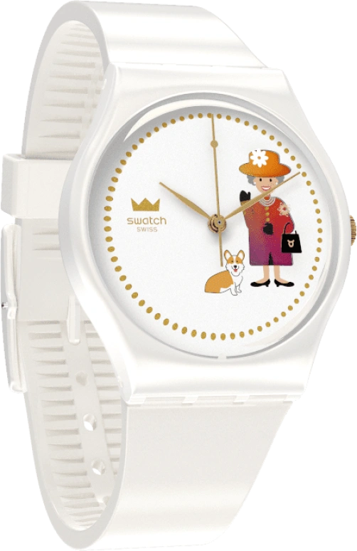 Swatch,Other 34mm,34mm,Plastic,White,Sapphire,Crystal Glass,GZ711