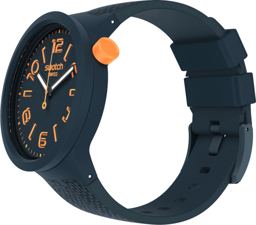Swatch,THE BOLD 47mm,47mm,Plastic,Blue,Sapphire,Crystal Glass,Closed,SO27N107