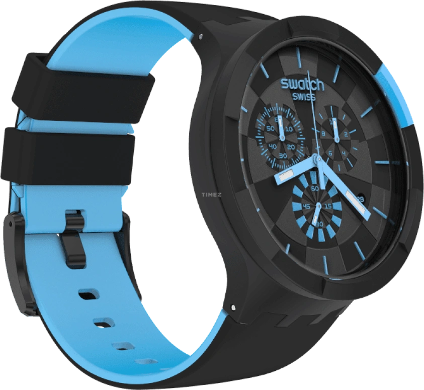 Swatch,THE BOLD 47mm,47mm,Plastic,Black,Sapphire,Crystal Glass,Closed,SB02B401