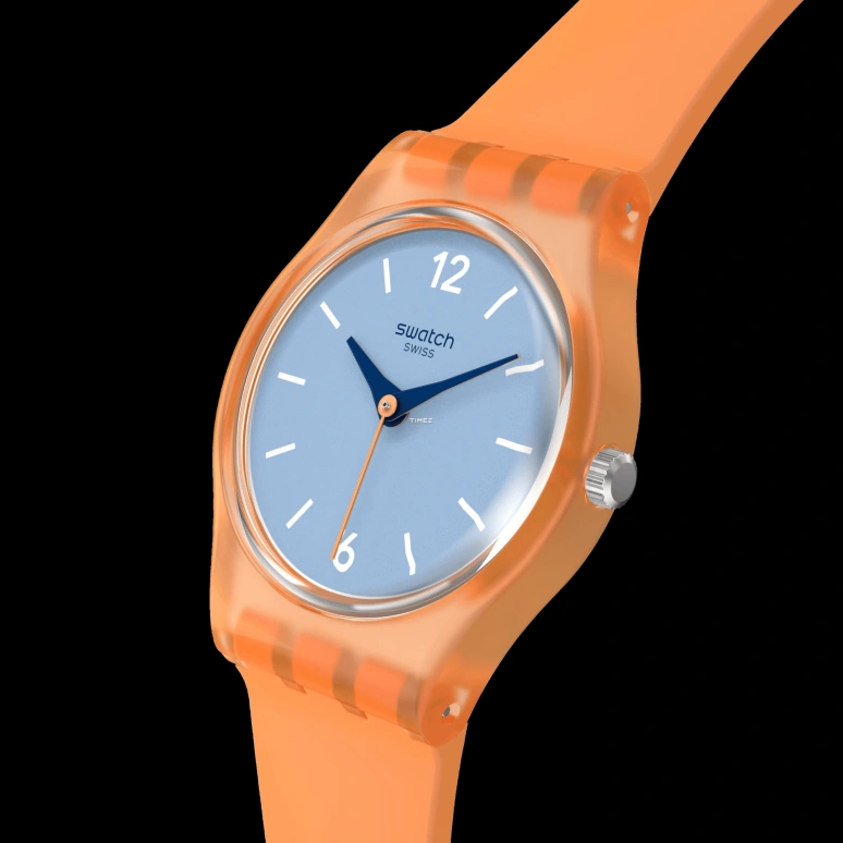Swatch,Originals 25mm,25mm,Plastic,Blue,Quartz,Tonneau,Orange,LO116