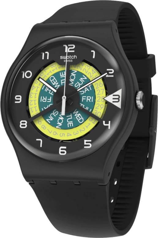Swatch,Originals 41mm,41mm,Plastic,Black,Sapphire,Crystal Glass,Closed,SUOB732