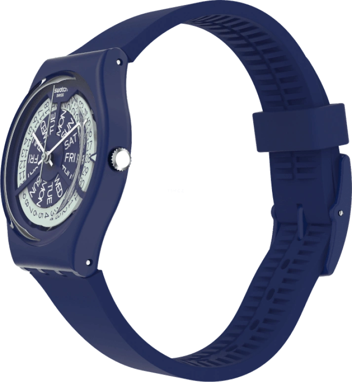 Swatch,Originals 34mm,34mm,Plastic,Blue,Sapphire,Crystal Glass,Closed,GN727