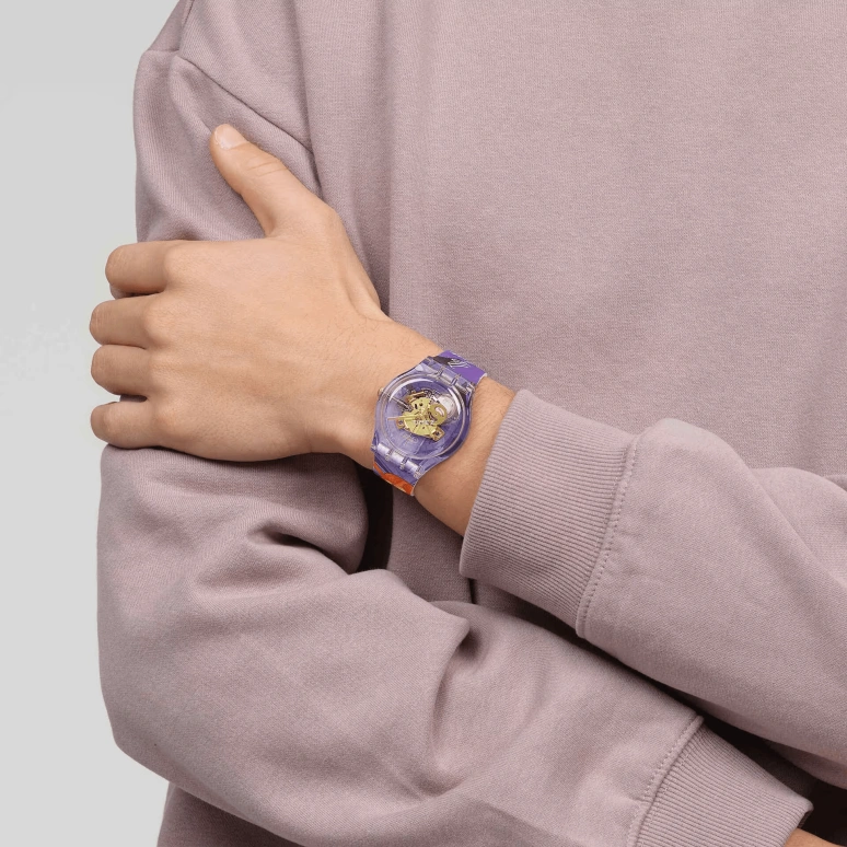Swatch,Originals 41mm,41mm,Plastic,Transparent,Quartz,Sapphire,Crystal Glass,Round,SUOK146,SUOK146-018