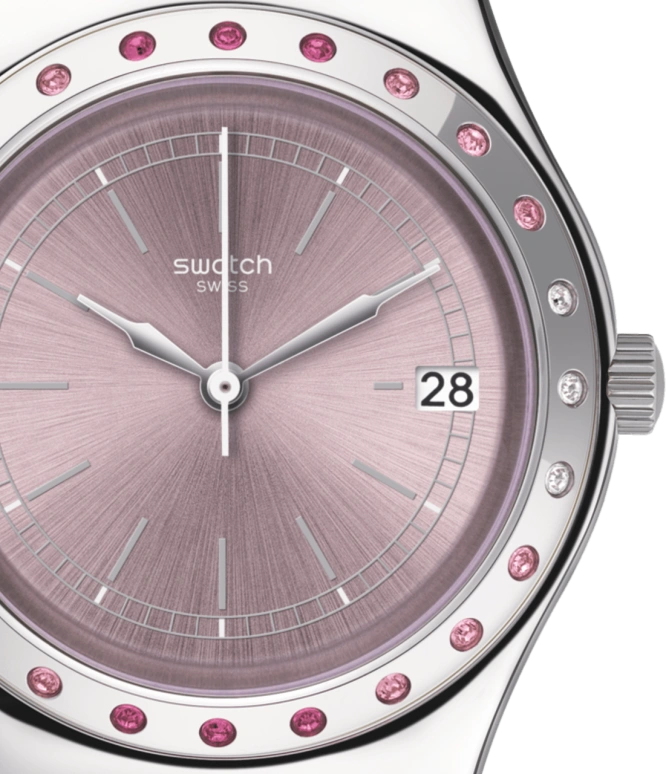 Swatch,IRONY 33mm,33mm,Stainless Steel,Pink Red,Red,Quartz,Day,Round,YLS455G