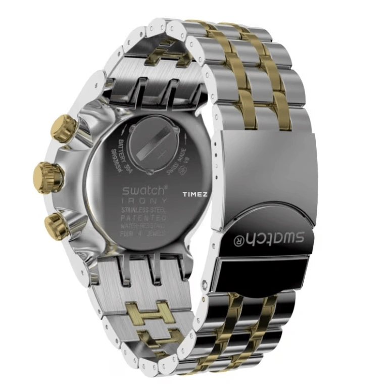 Swatch,IRONY 47mm,47mm,Stainless Steel,Silver White,Quartz,Chronograph,Day,YOS458G