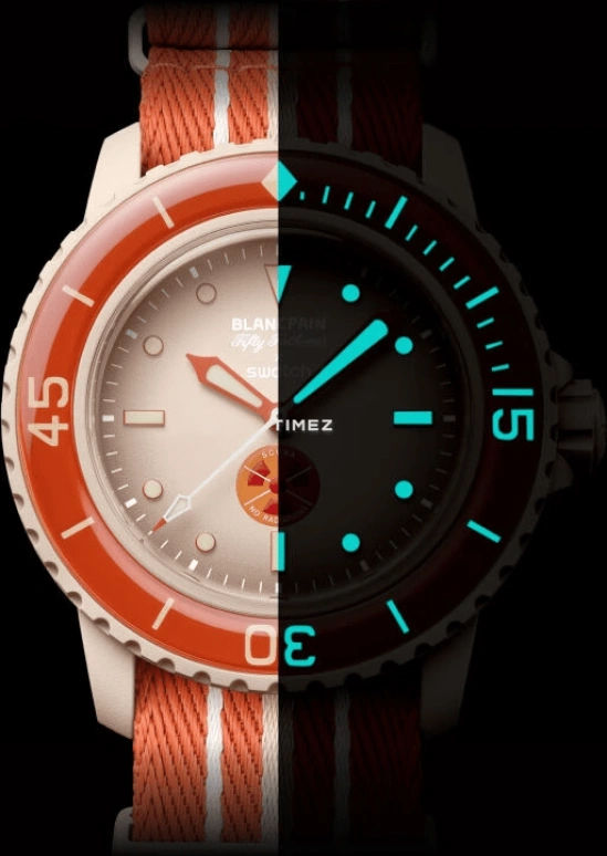 Swatch,BIOCERAMIC 42.30mm,42.30mm,Bioceramic,Cream,Orange,Automatic,Sapphire,Glass,Round,SO35N100
