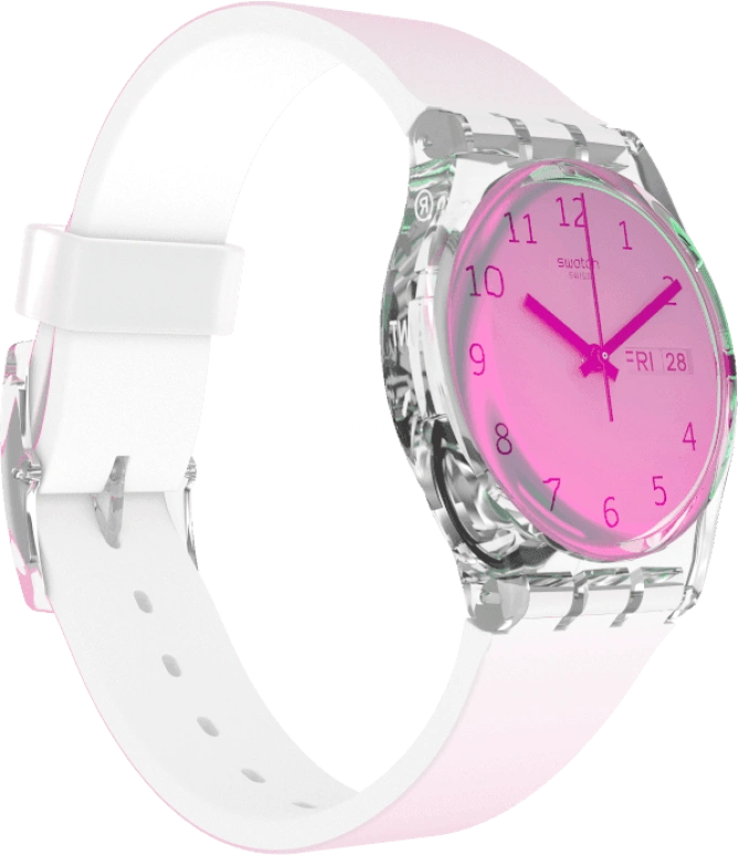 Swatch,Originals 34mm,34mm,Plastic,Pink,Sapphire,Crystal Glass,GE719