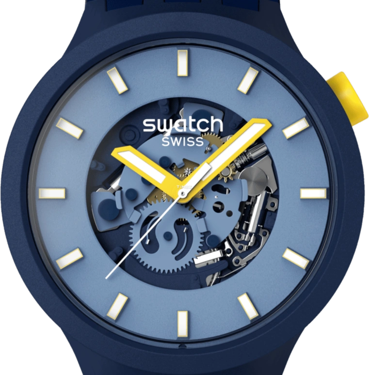 Swatch,THE BOLD 47mm,47mm,Bio-sourced,Blue,Quartz,Sapphire,Crystal Glass,Round,SB05N117