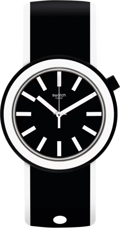 Swatch,MEN'S 45mm,45mm,Plastic,Black,Quartz,Round,PNB100