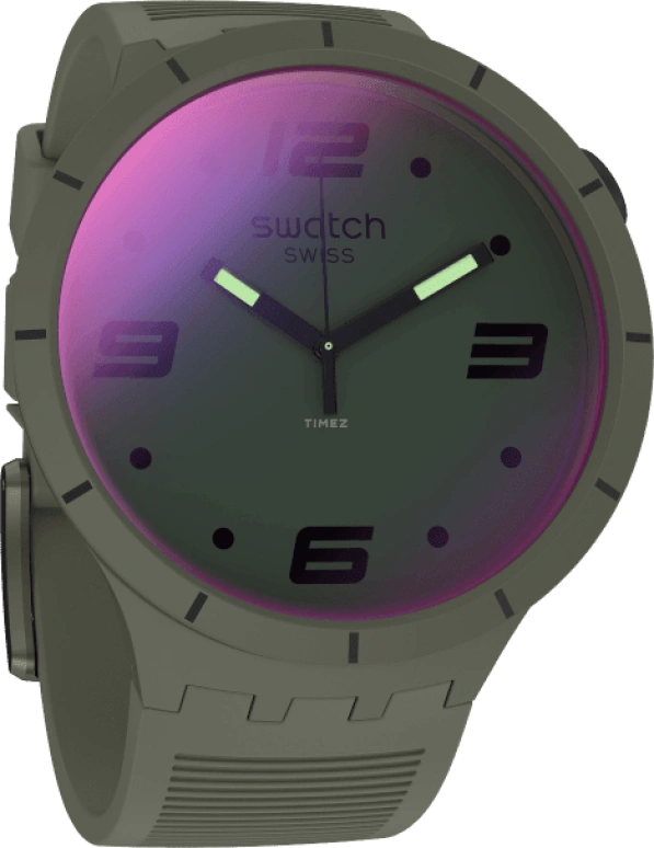 Swatch,THE BOLD 47mm,47mm,Plastic,Green,Sapphire,Crystal Glass,SO27M105