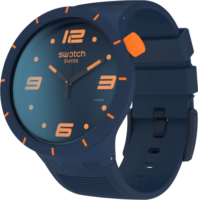 Swatch,THE BOLD 47mm,47mm,Plastic,Blue,Closed,SO27N110