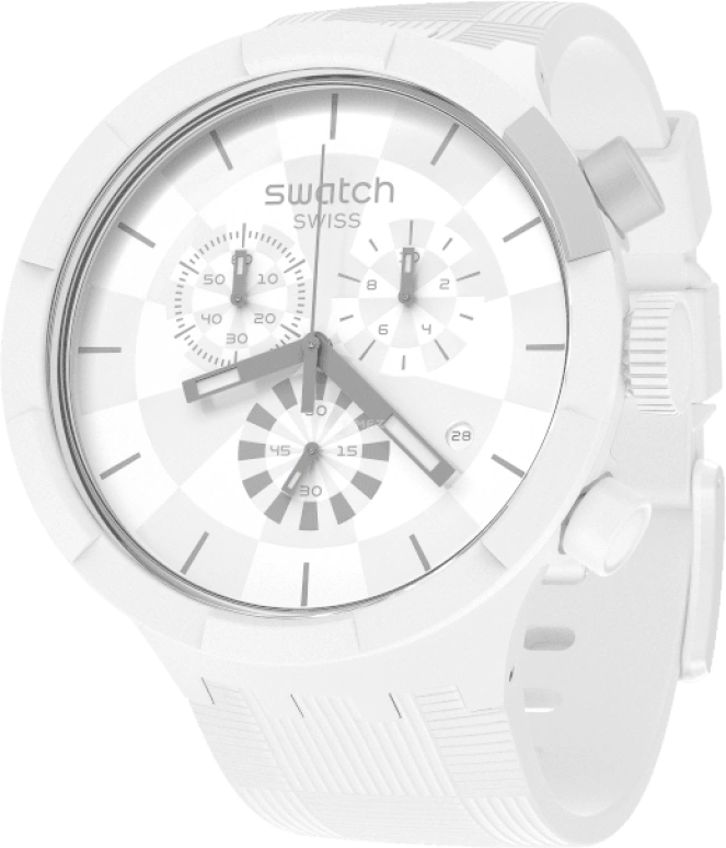 Swatch,THE BOLD 47mm,47mm,Plastic,White,Sapphire,Crystal Glass,SB02W400