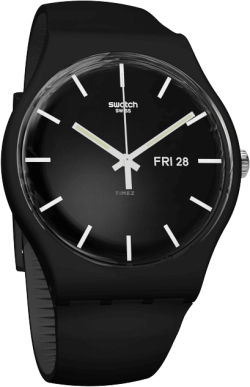 Swatch,Originals 41mm,41mm,Plastic,Black,Quartz,Date,Day,SUOB720