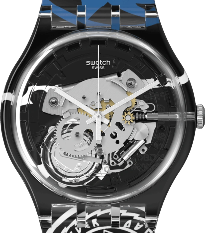 Swatch,Other 41mm,41mm,Plastic,Transparent,Quartz,Sapphire,Crystal Glass,Round,SUOK137,SUOK137-044