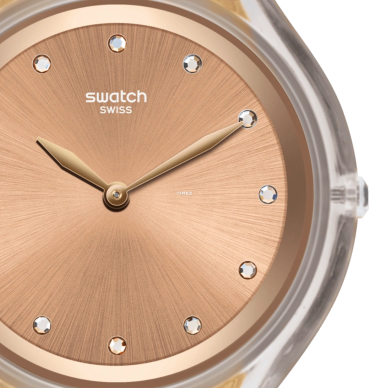 Swatch,SKIN 40mm,40mm,Plastic,Gold,Quartz,Sapphire,Crystal Glass,Tonneau,SVUK102M