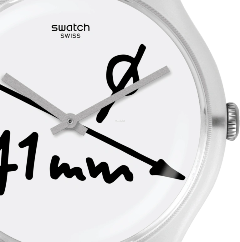 Swatch,Originals 41mm,41mm,Plastic,White,Quartz,Tonneau,Transparent,SUOW152