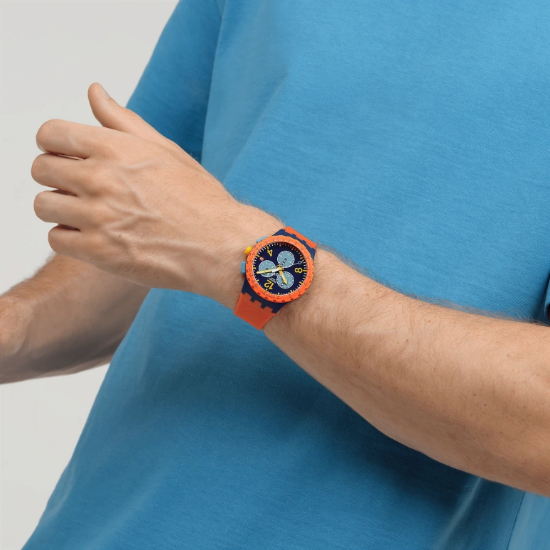 Swatch,Originals 42mm,42mm,Composite,Blue,Quartz,Chronograph,Day,SUSI400