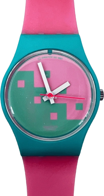 Swatch,Other 25mm,25mm,Plastic,Pink,Green,Quartz,Tonneau,Blue,LL102