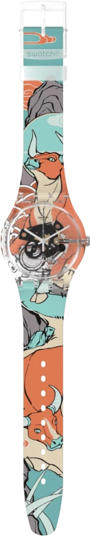 Swatch,Originals 41mm,41mm,Plastic,Transparent,Quartz,Round,SUOK136,SUOK136-054