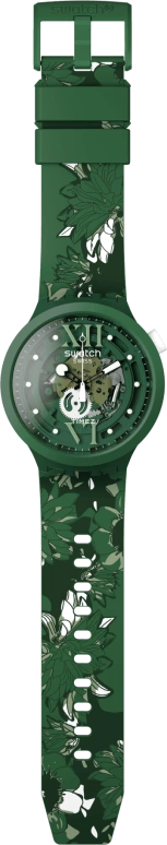 Swatch,Other 47mm,47mm,Bio-sourced,Green,Skeleton,Quartz,Sapphire,Crystal Glass,Round,SB05G104