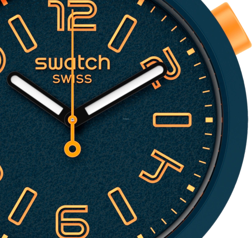Swatch,THE BOLD 47mm,47mm,Plastic,Blue,Sapphire,Crystal Glass,Closed,SO27N107