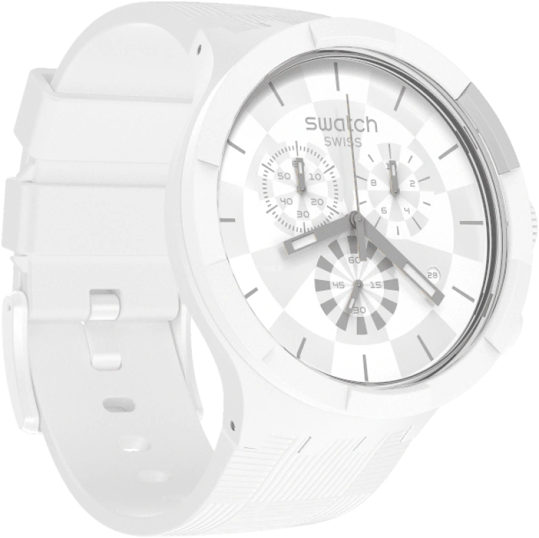Swatch,THE BOLD 47mm,47mm,Plastic,White,Sapphire,Crystal Glass,SB02W400