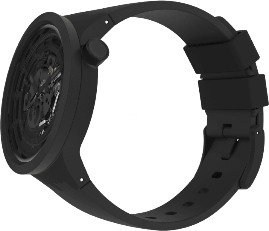 Swatch,Other 47mm,47mm,Bioceramic,Black,Skeleton,Quartz,Sapphire,Crystal Glass,Round,SB03B100
