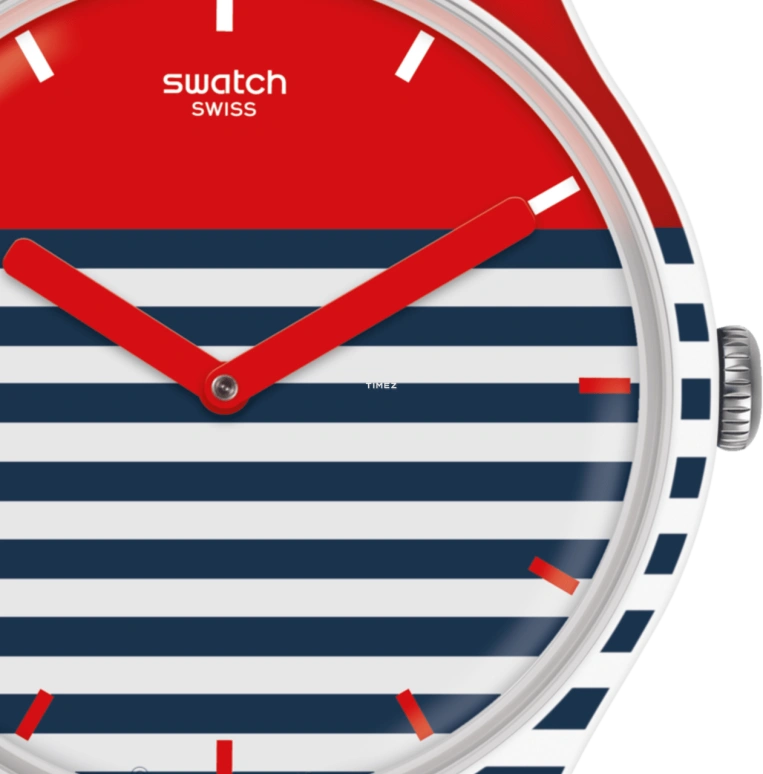 Swatch,Originals 41mm,41mm,Plastic,White,Blue,Red,Quartz,Sapphire,Crystal Glass,Round,SUOW140
