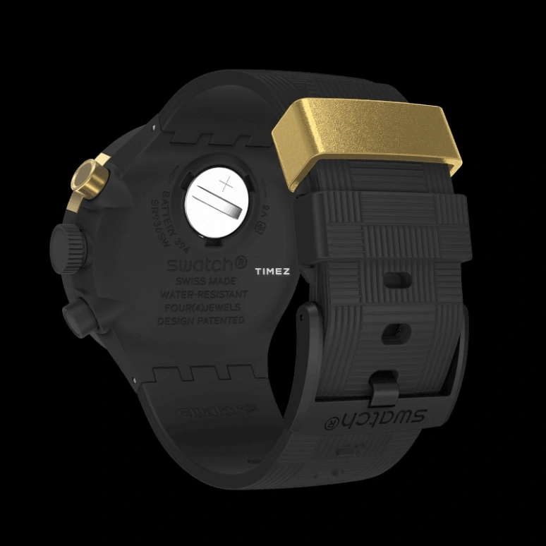 Swatch,Other 47mm,47mm,Plastic,Gold,Quartz,Chronograph,Day,SB02Z400,SB02Z400-STD